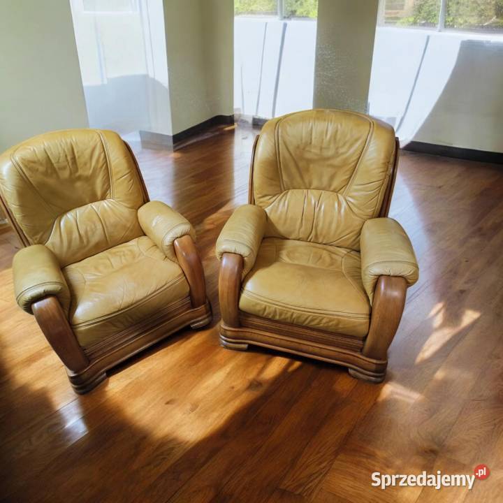 Fotele dębowe skórzane Łagiewniki
