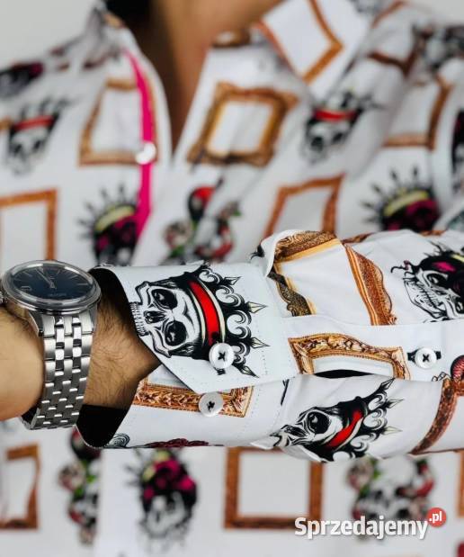 DANIEL BESSI Koszula męska fb107 biała czachy