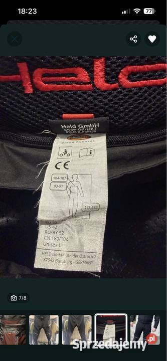 Komplet motocyklowy tekstylny Held Renegade L podkarpackie Ropczyce