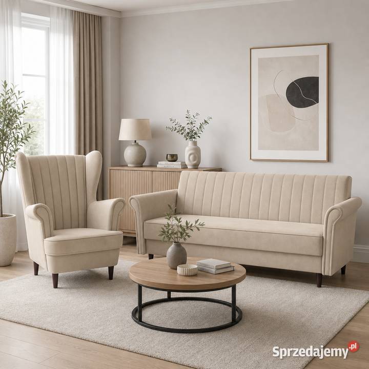 Zestaw Mebli Tapicerowanych Sofa plus Fotel Kliny sprzedam
