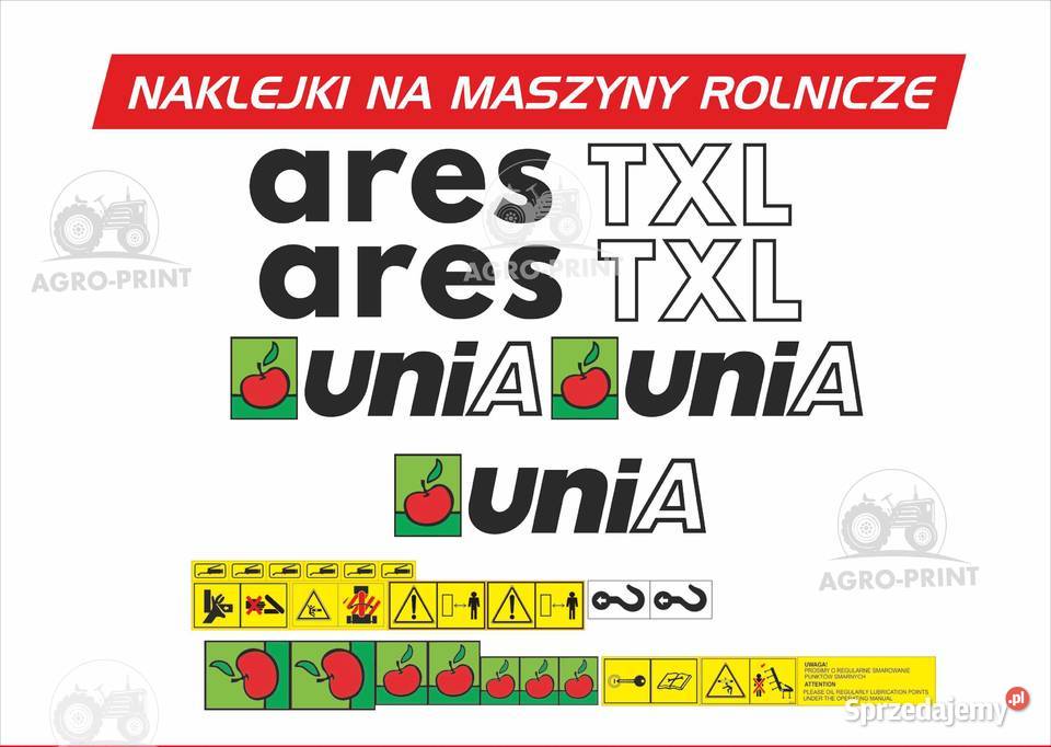 Naklejki Unia Ares TXL XLP agregat uprawowy wielkopolskie Pleszew