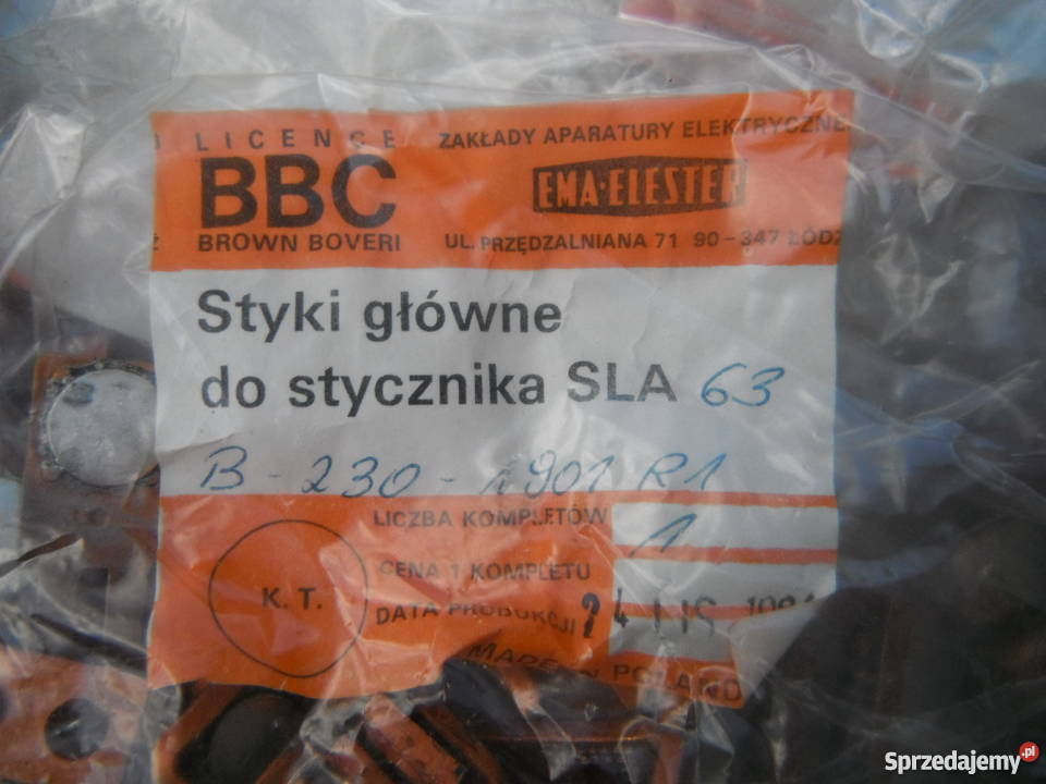 Styki główne do stycznika SLA 63 Nowe sla63 Ema Produkcja Barak