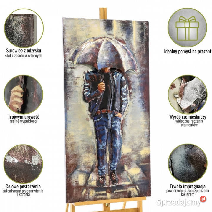 Obraz metalowy 3D LOFT DESZCZ 2 60x120