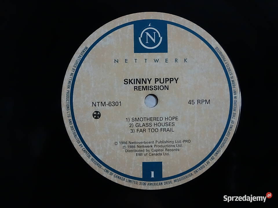 Skinny Puppy Remission 1986 Płyta winylowa Stan płyta winylowa Biłgoraj