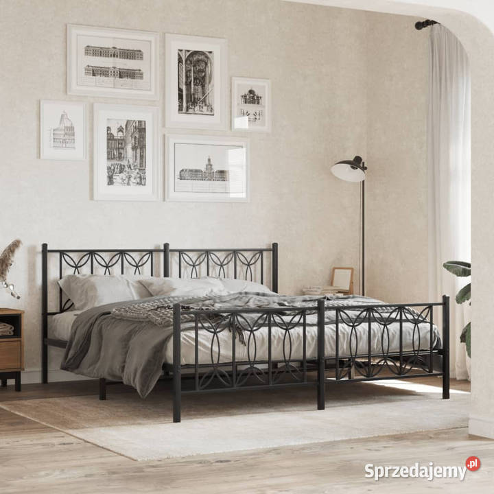 Metalowa rama łóżka z wezgłowiem i zanóżkiem 187cm Warszawa sprzedam