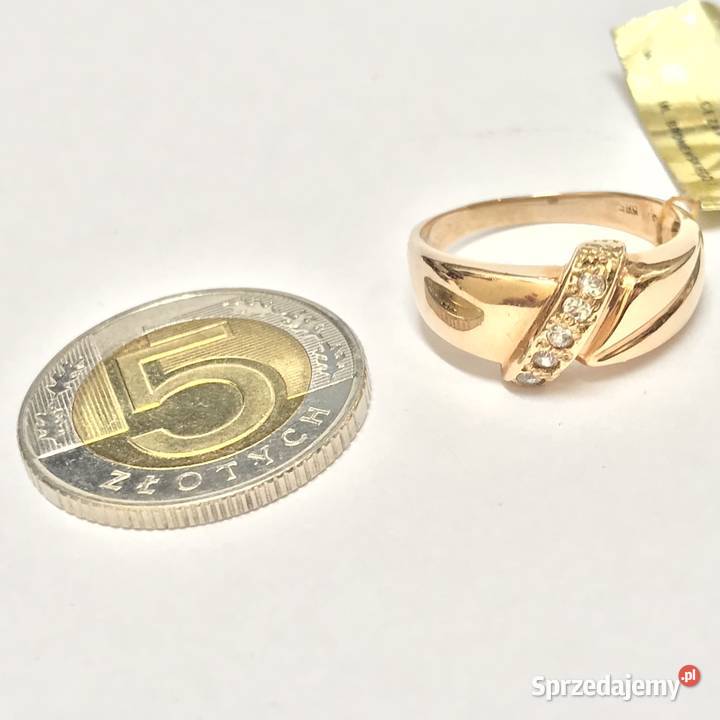 Złoty PIERŚCIONEK 585 14K żółte ZŁOTO kamienie Pierścionki Warszawa