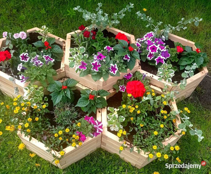 Donice drewniane sześciokątne kwietnik osłonka świętokrzyskie Radków