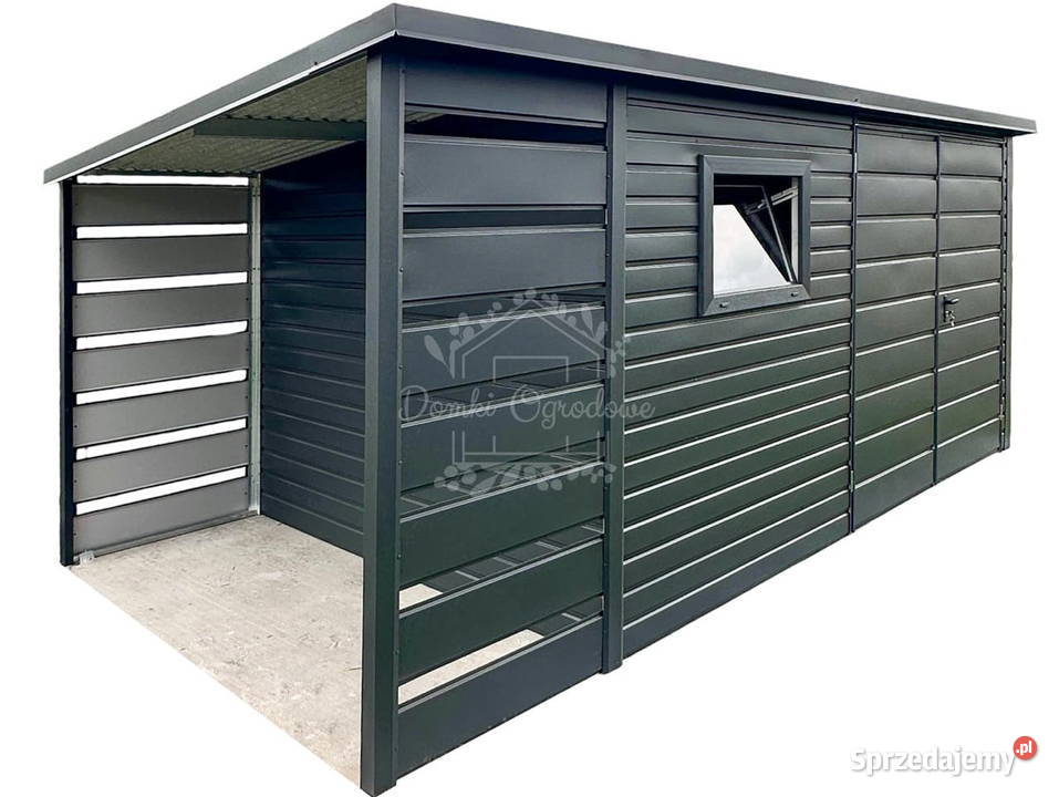 Schowek domek 35x2m wiata 1m okno antracyt Domki narzędziowe