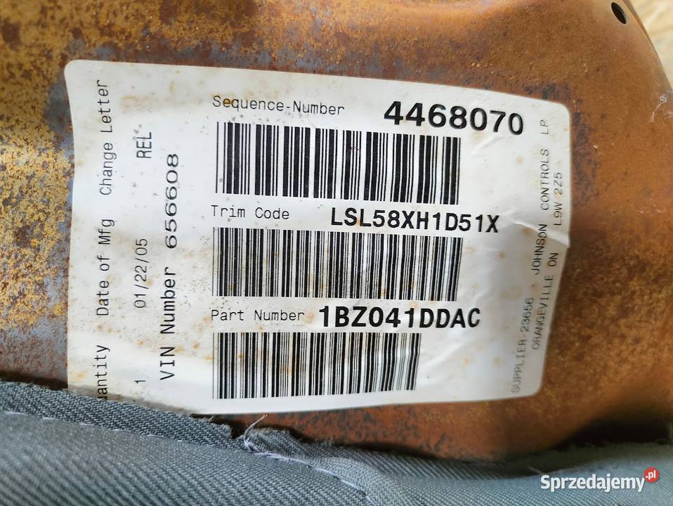 Siedzisko Fotela Kierowcy Fotel Lewy Chrysler wielkopolskie