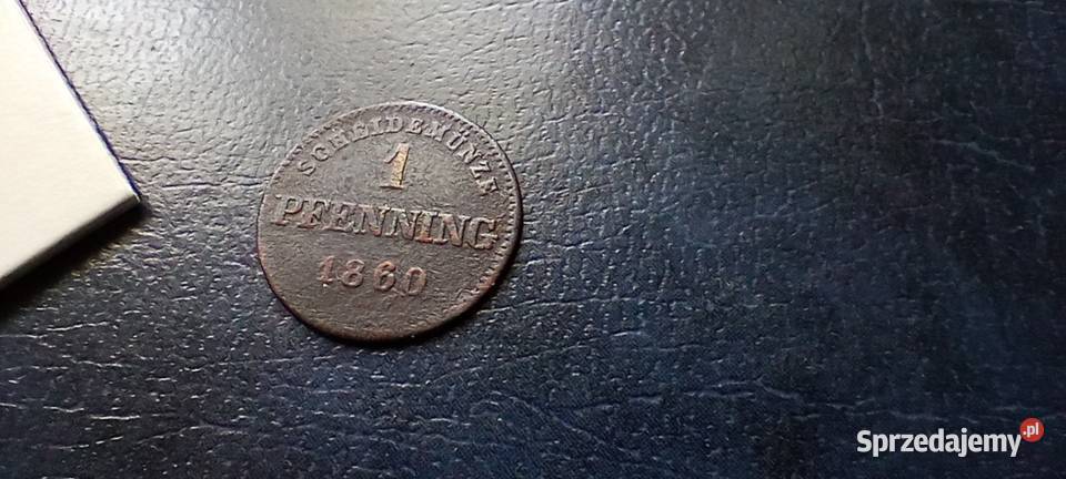 Stare monety 1 fenig 1860 Niemcy Lesko