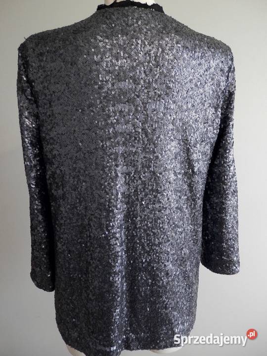 Marynarka Blezer Narzutka Cekinowa Srebrna River Island