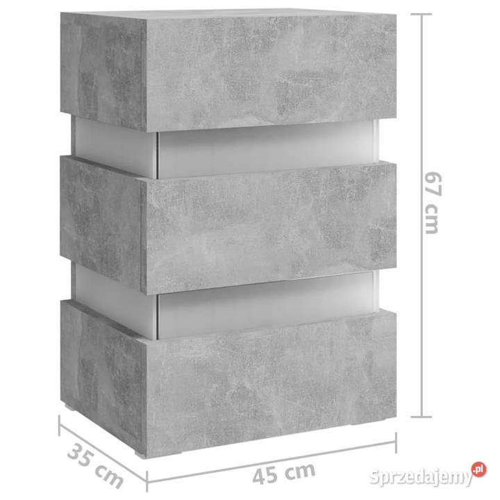 Szafka nocna z LED szara 45x35x67 materiał Warszawa