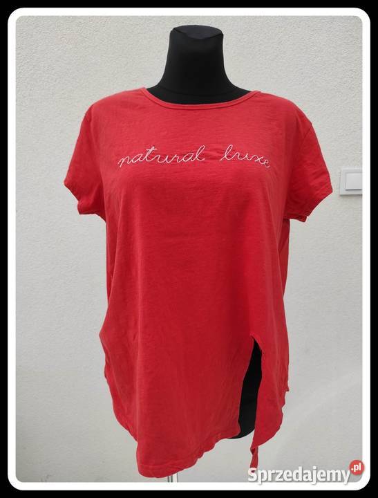 Czerwona bluzka z węzłem u dołu bawełna 42 XL Rozmiar 42(XL) Płock