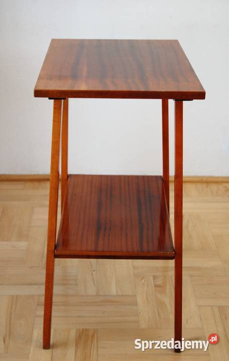 Stolik pod radio i TV PRL modernizm mahoń 72cm Lublin