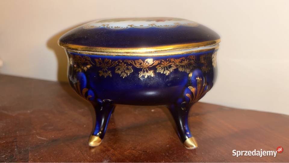 Puzderko PM Import Na 4 nóżkachKobalt Złocone Gdańsk