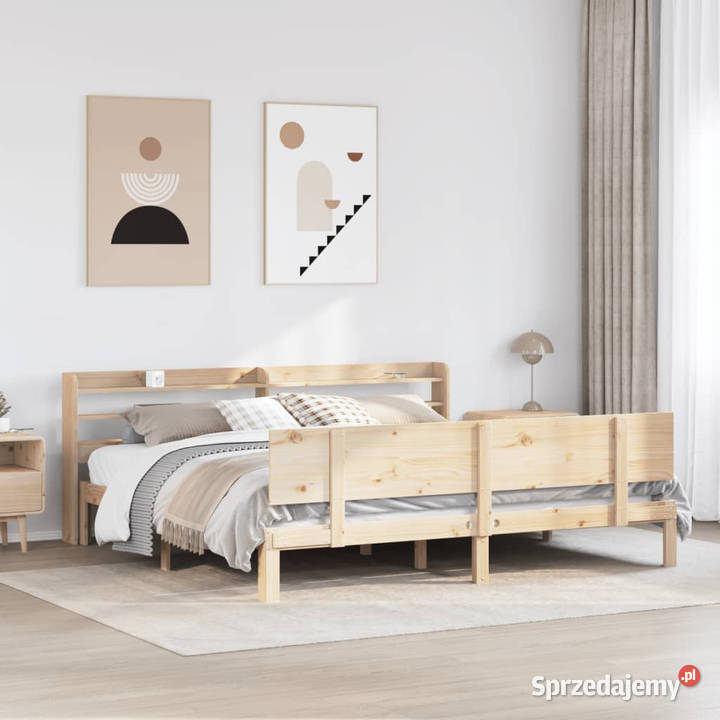 Rama łóżka z wezgłowiem lite drewno sosnowe 82cm Warszawa