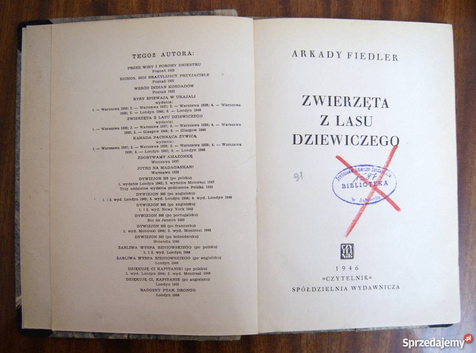 Arkady Fiedler Zwierzęta z lasu dziewiczego 1946 przygodowe Parczew