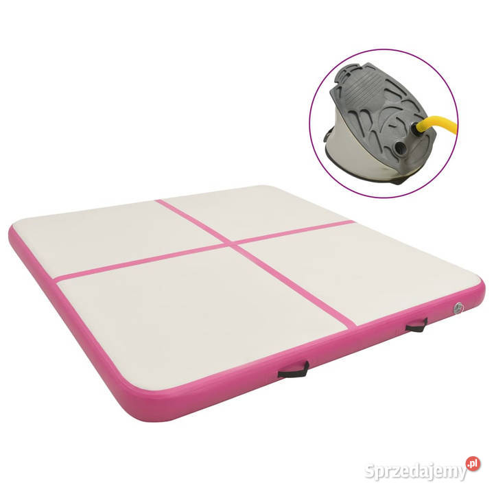 Mata gimnastyczna z pompką 200x200x20 PVC różowa mazowieckie