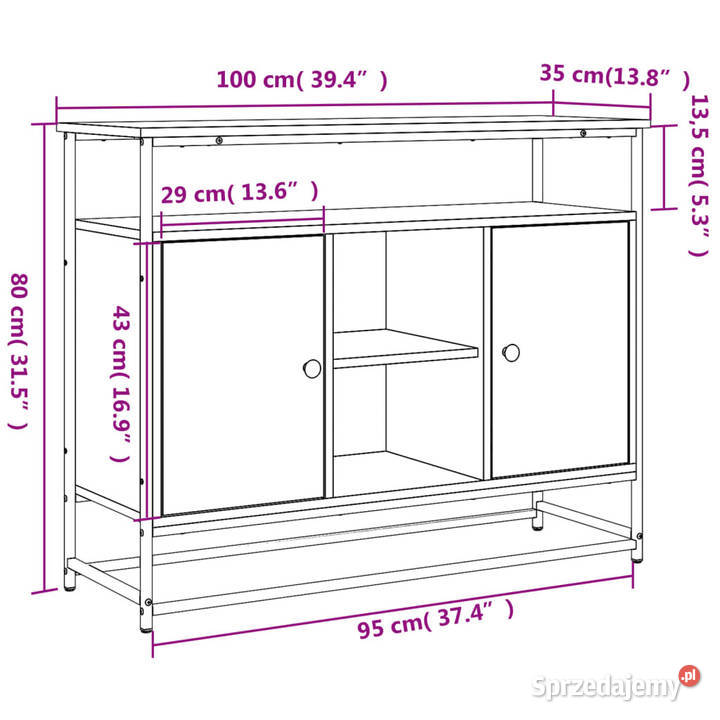Komoda dąb sonoma 100x35x80 materiał Warszawa