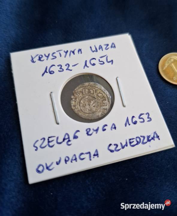 Szeląg miejski Krystyna Ryga 1653 okupacja Wejherowo
