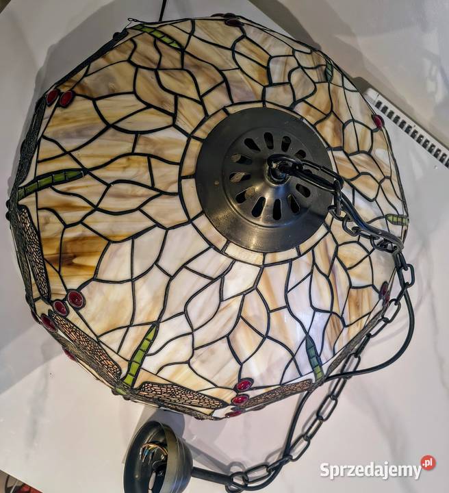 Tiffany lampa witrażowa wisząca ważki Zaręba