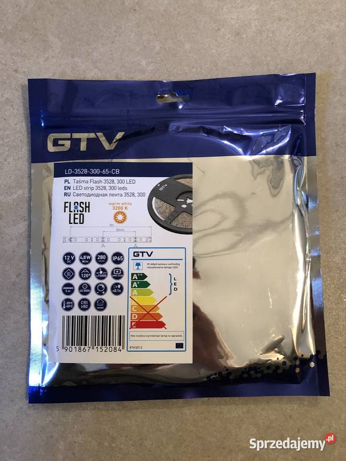 Taśma LED 3528300 ciepły biały 12V 5m GTV IP65 Warszawa