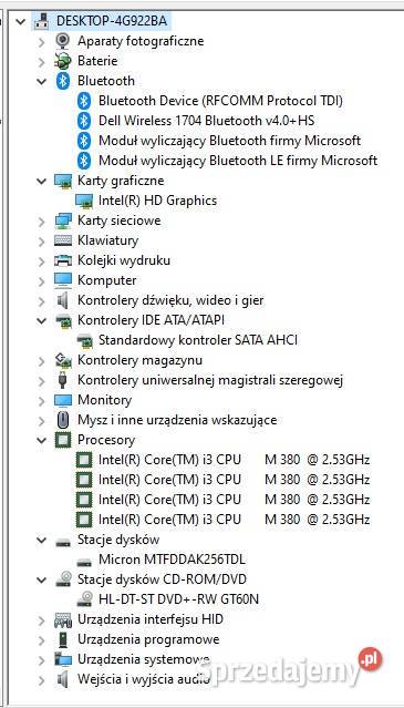 Dell Vostro 1540 i3380M 253GHz 8GB 256GB SSD Dodatkowe wyjście VGA Elbląg