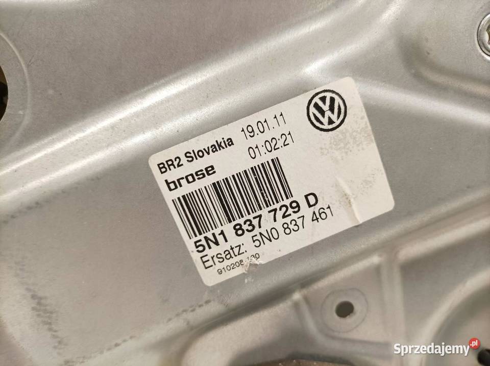 MECHANIZM SZYBY LEWY PRZÓD 5N1837729D VW Mechanizmy opuszczania szyb