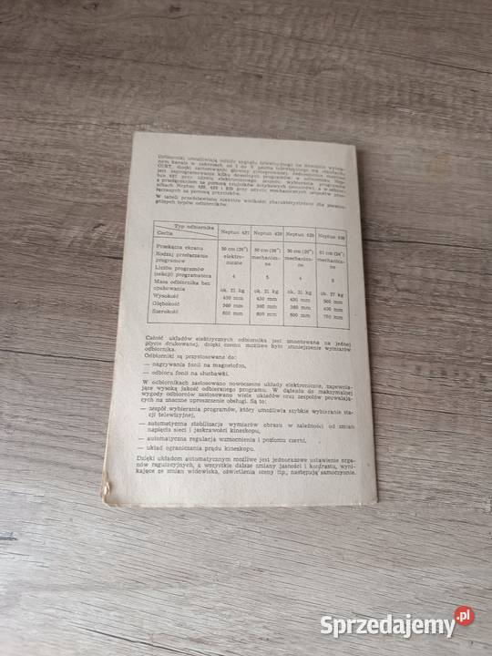 Wkładka ze schematem odbiorniki Neptun 427 428 podkarpackie Rzeszów