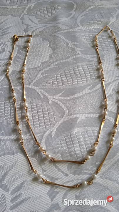 PIĘKNY ZŁOCONY NASZYJNIK Z PEREŁKAMI Piła sprzedam