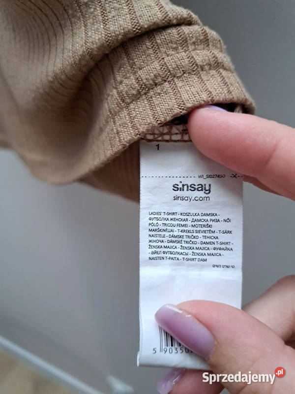 Prążkowany Tshirt karmelowy Sinsay XS Trąbki Wielkie sprzedam