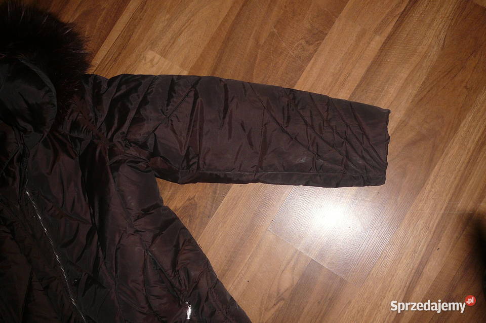 Płaszcz zimowy L Marconi z kapturem obszycie lis Wrocław sprzedam