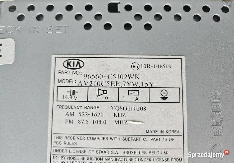 RADIO NAWIGACJA KIA SORENTO III 15 96560C5102 osobowe Warszawa