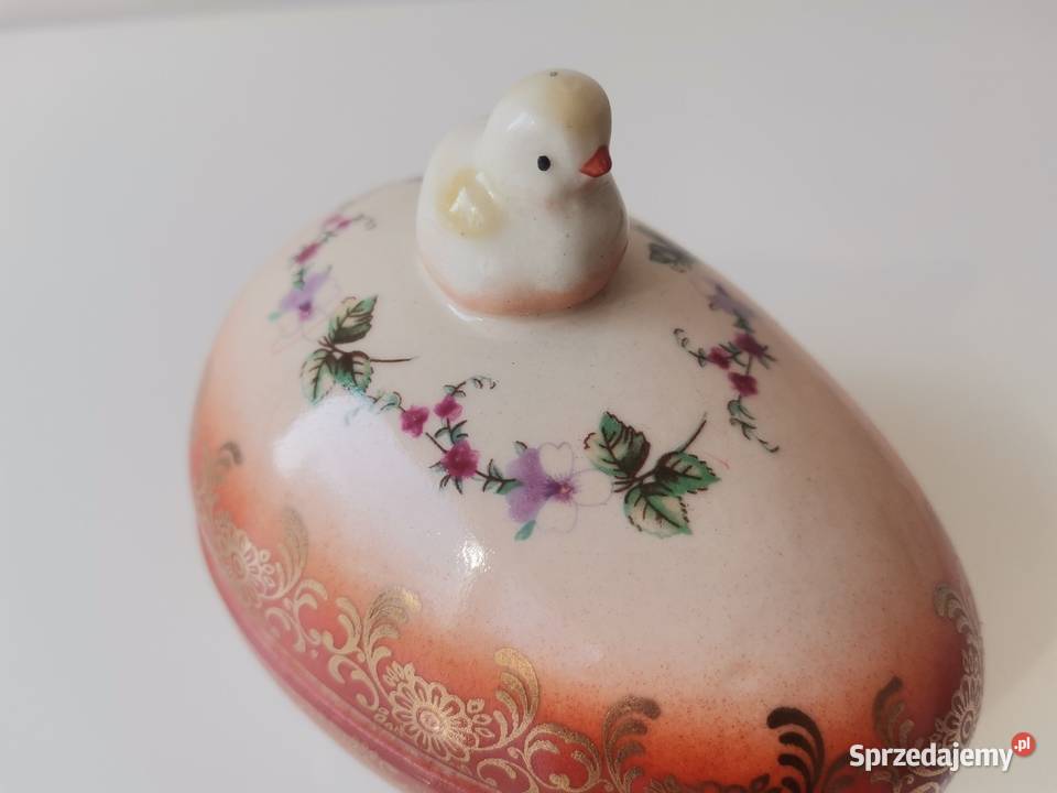 Stara przedwojenna bomboniera Jajo z kurczakiem Katowice