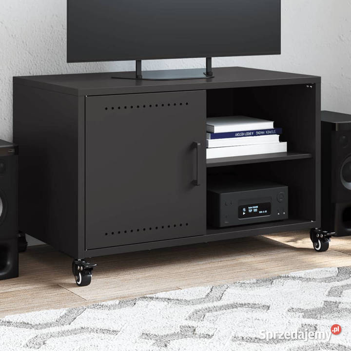 Szafka RTV czarna 68x39x435 stal WM846668 Warszawa