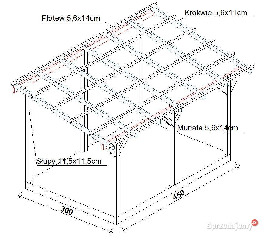 Drewniane zadaszenie tarasu pergola taras Rębiszów
