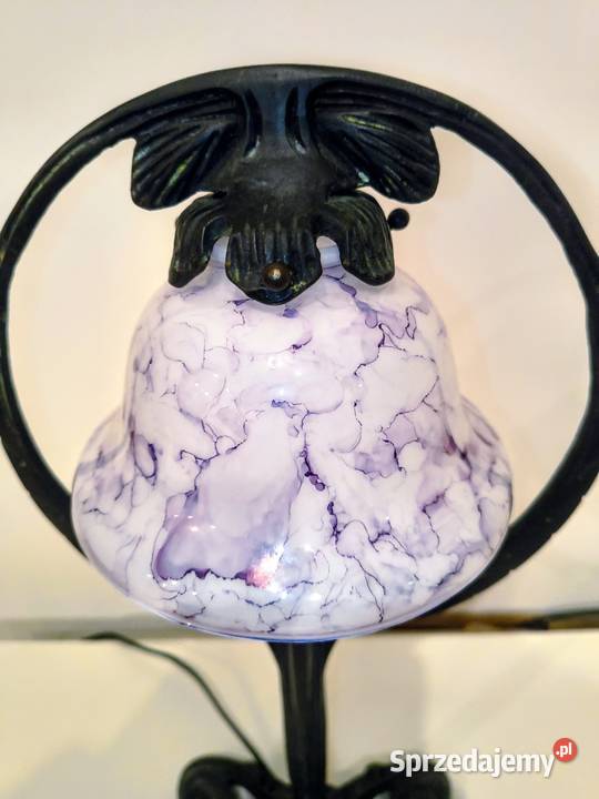 Stara francuska mosiężna lampa secesja Lampy stołowe i nocne Zaręba