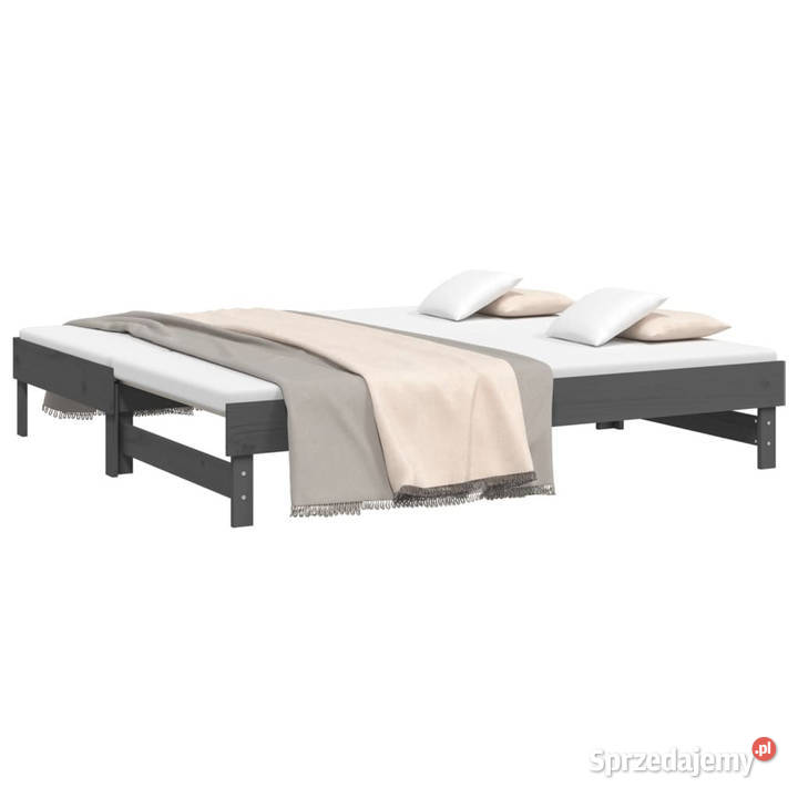 Łóżko rozsuwane szare 2x90x190 lite drewno 33cm Warszawa