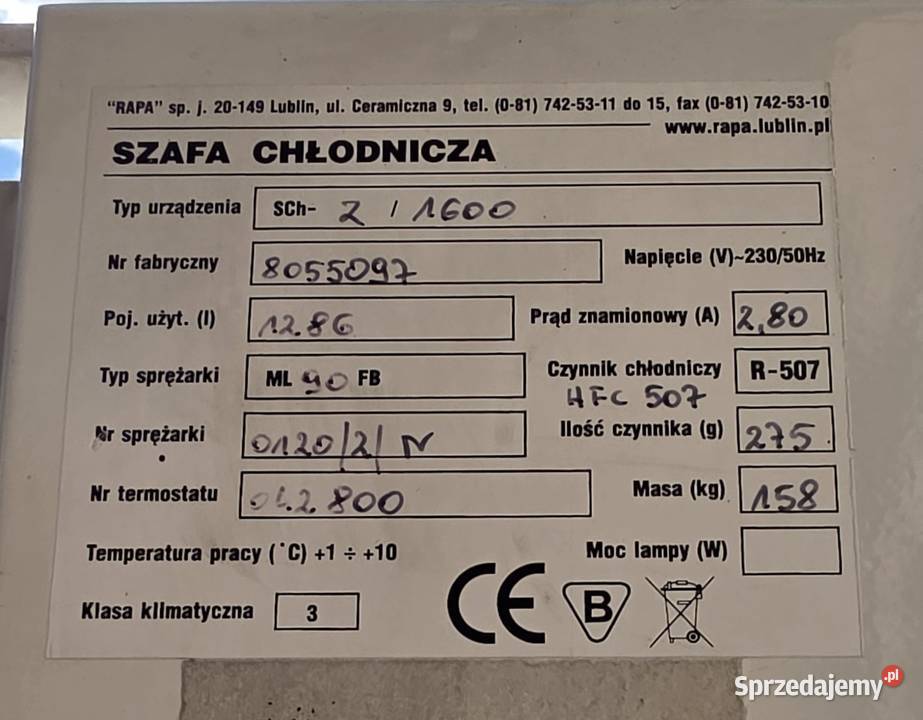 Szafa chłodnicza podwójna 78255 Warszawa