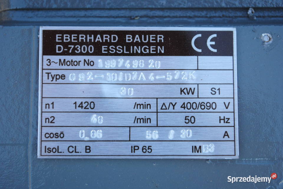 Motoreduktor 30kw 48obrmin BAUER lubuskie Kargowa