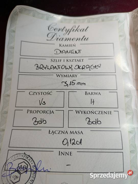 Pierścionek złoty z diamentem Pierścionki Częstochowa