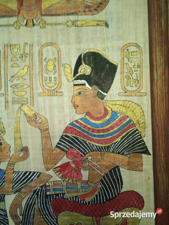 DUŻY ORYGINALNY OBRAZ MALOWANY NA PAPIRUSIE Malarstwo Piła