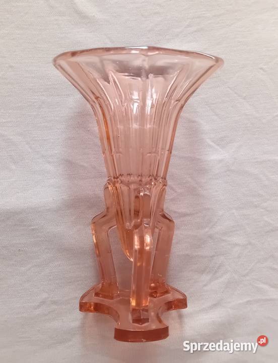 Różowy wazon art deco Rockett Vase Stoelzle lata Koźminek