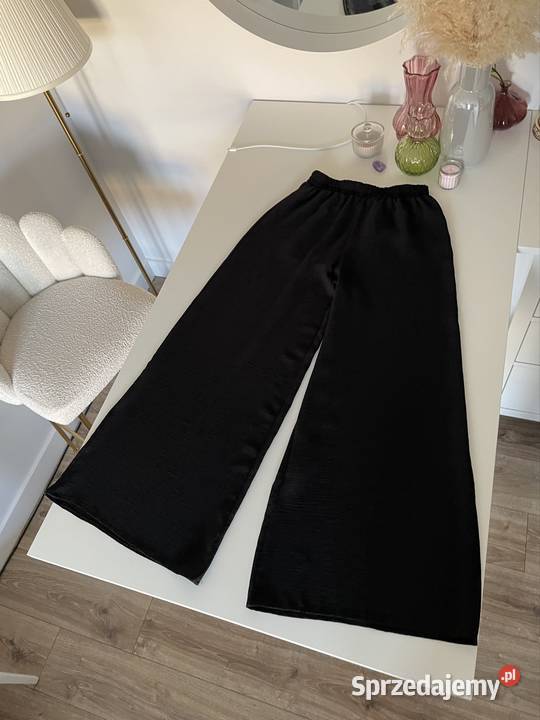 Zara czarne luźne spodnie palazzo czarny S 36 Ząbki