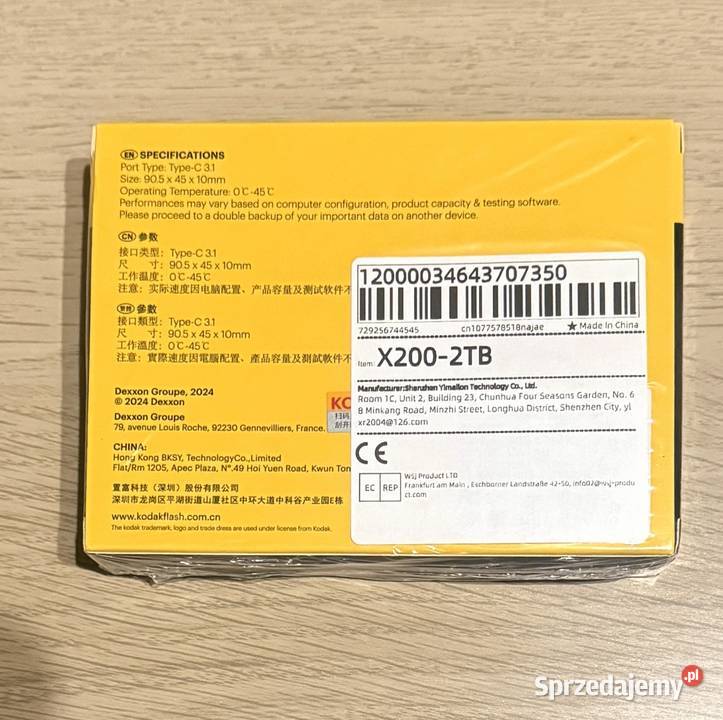 Dysk przenośny SSD Kodak X200 2TB USBC Białystok sprzedam