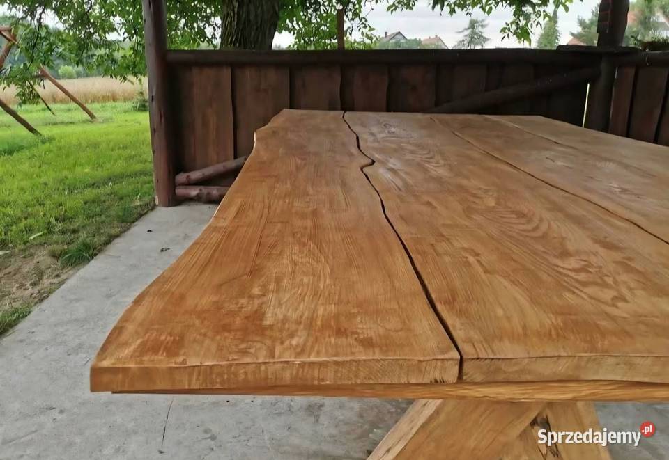 Ręcznie wykonany stół z litego drewna jesion dąb Żnin