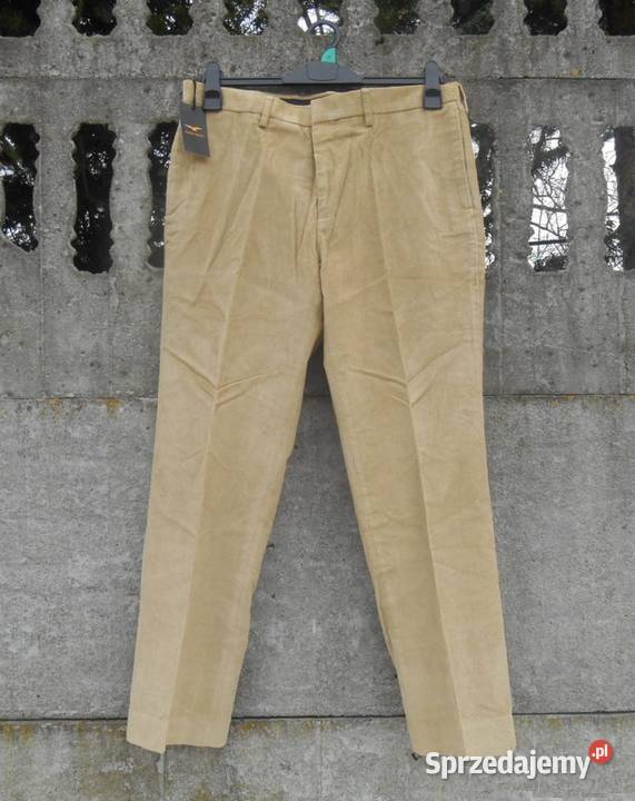 Nowe męskie Spodnie W34 L29 sztruksowe brązowe L Dębica