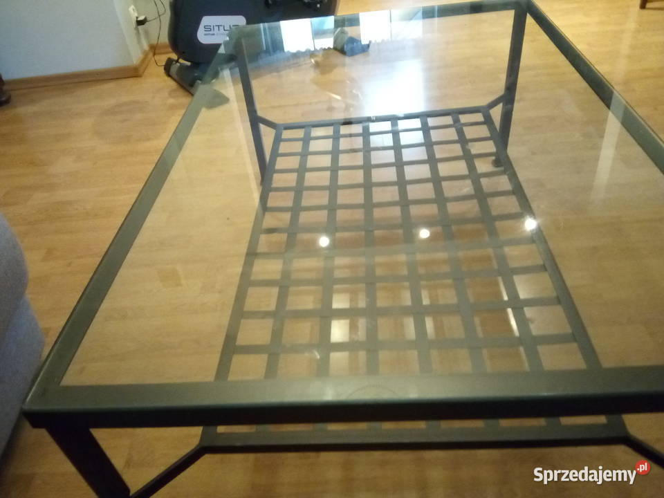 Modernistyczny skandynawski stół szkło metal 118cm Gliwice