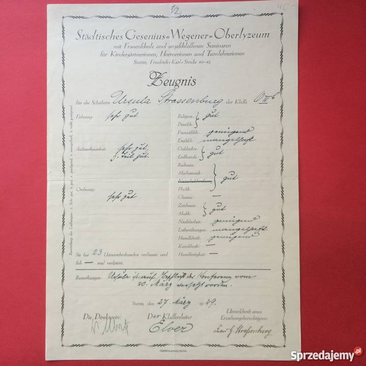 Dokument niemiecki Szczecin