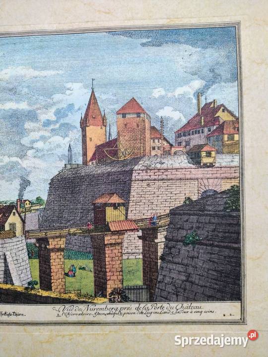 Grafika JA Delsenbach barwny miedzioryt z XVIII Bytom